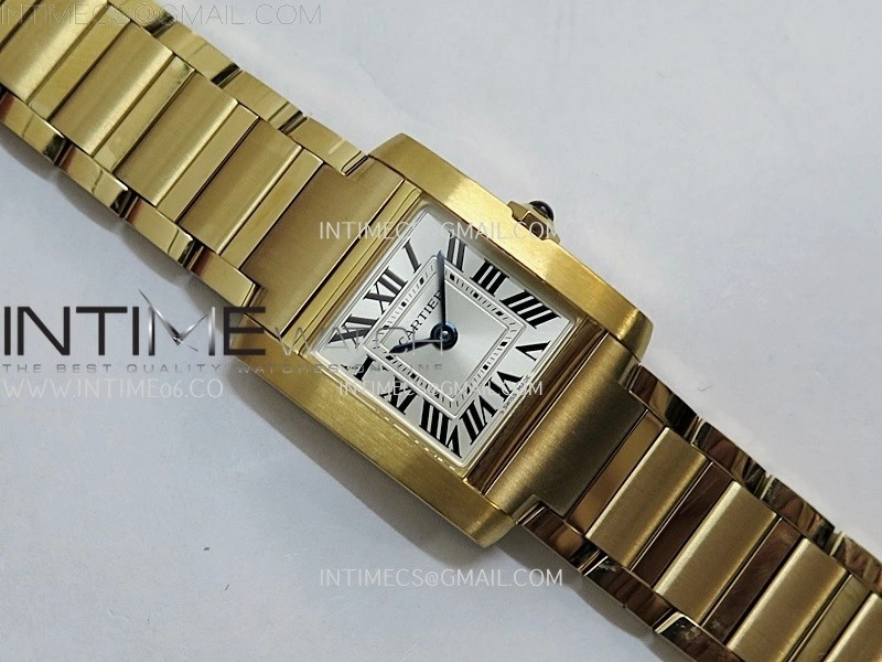 Tank Francaise Ladies 21.2mm YG 8848F 1:1 Best Edition Silver Dial on YG Bracelet Ronda Quartz V2